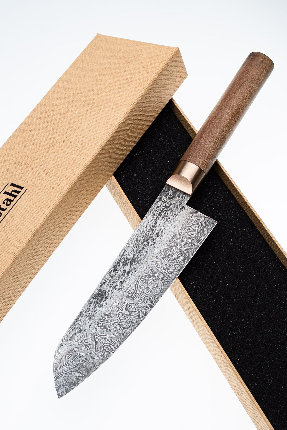 Damast-Santoku 500L Walnuss