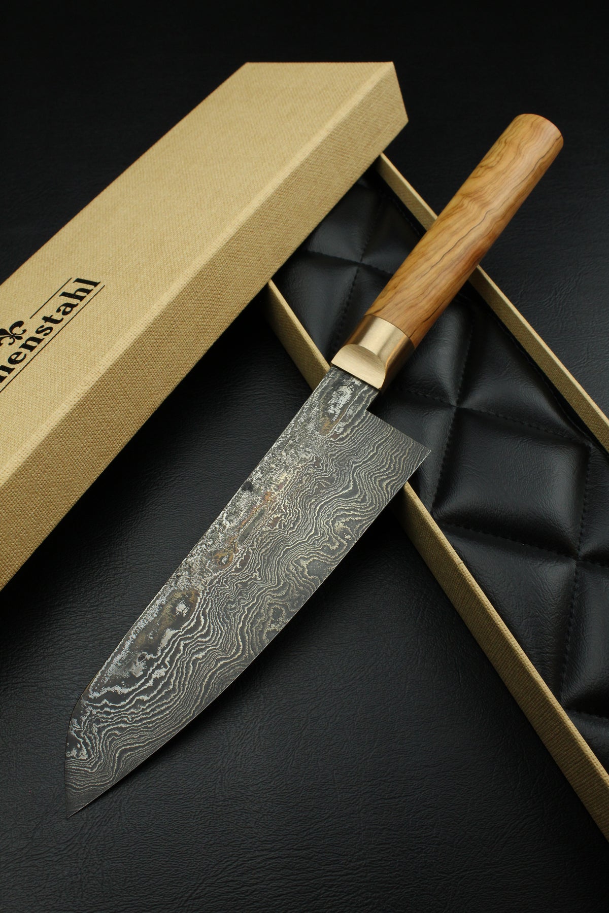 Damast-Santoku 320L Olive Oval 1.0