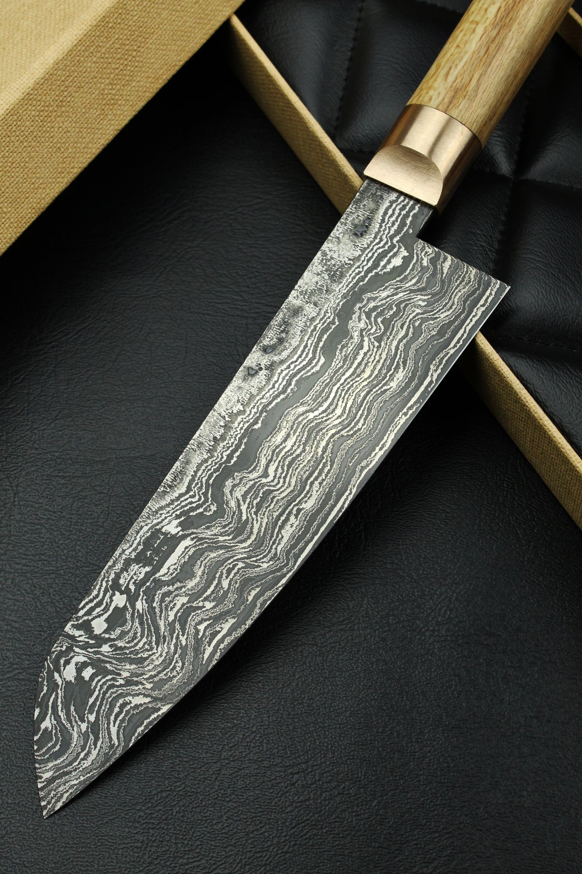 Damast-Santoku HK Buchenholz
