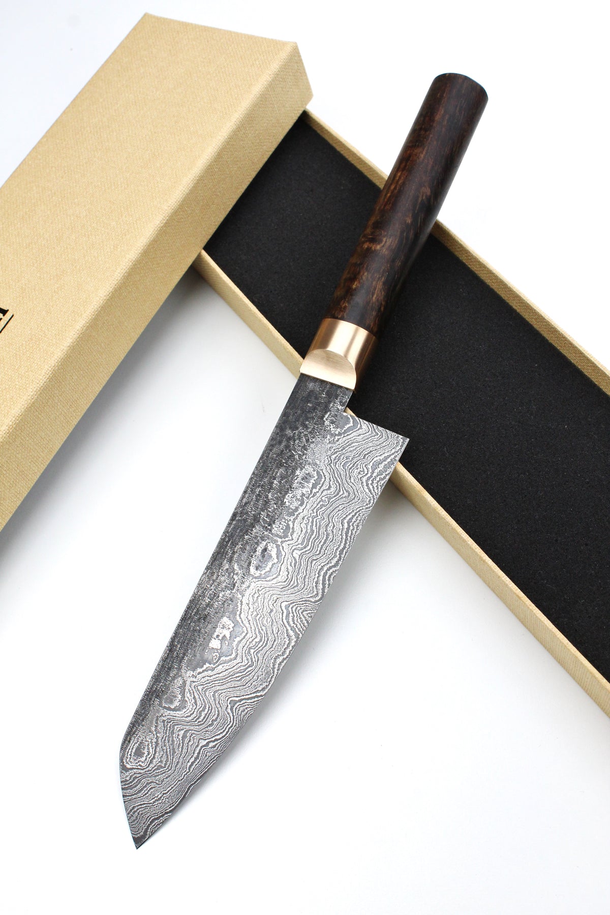 Damaskus Santoku 320L Walnuss stabilisiert
