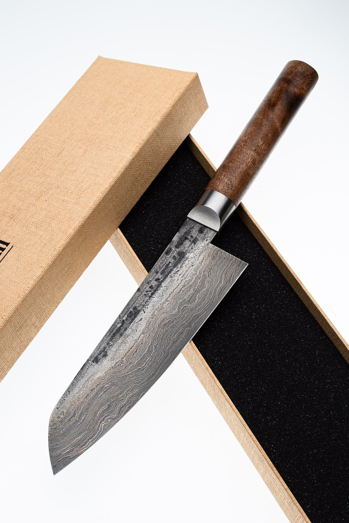 Damast-Santoku 500L Walnuss