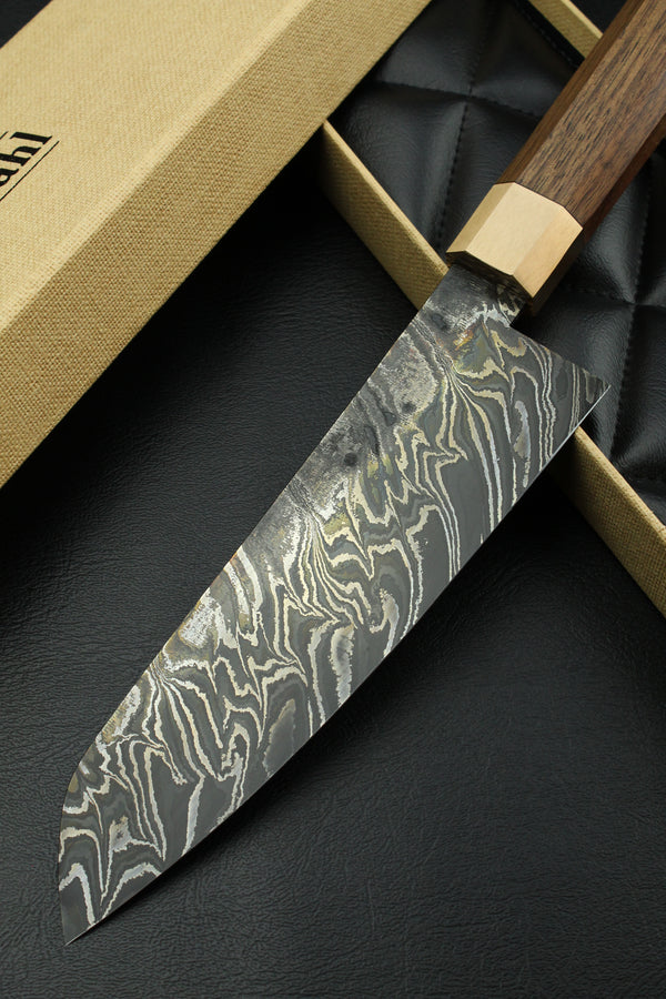 Damascus Santoku Zebra Black Walnut