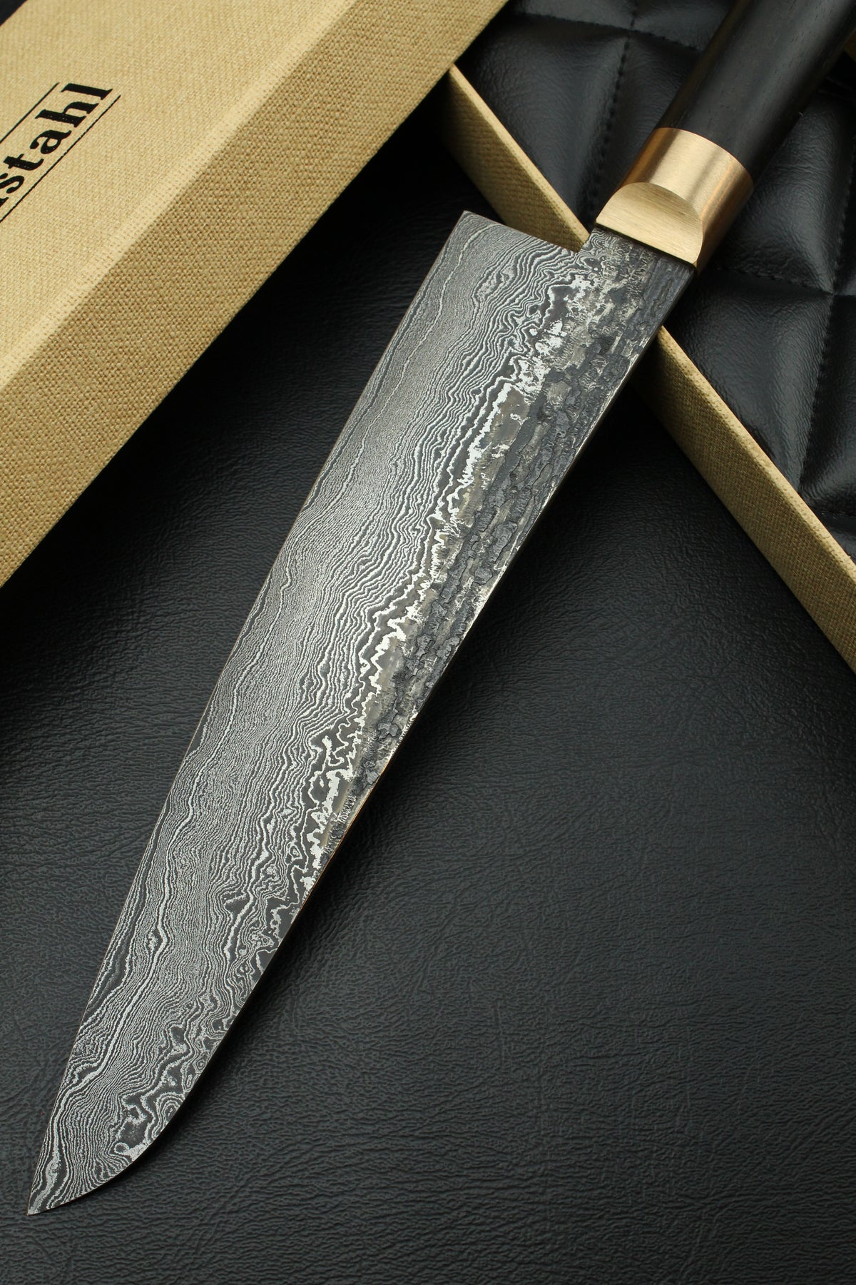 Damast-Gyuto 320L schwarzes Ebenholz 215