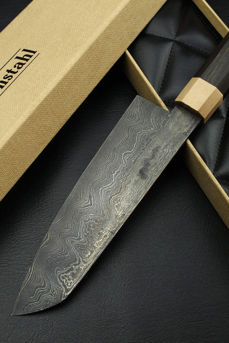 Damascus Santoku 320L Black Ebony Octagonal