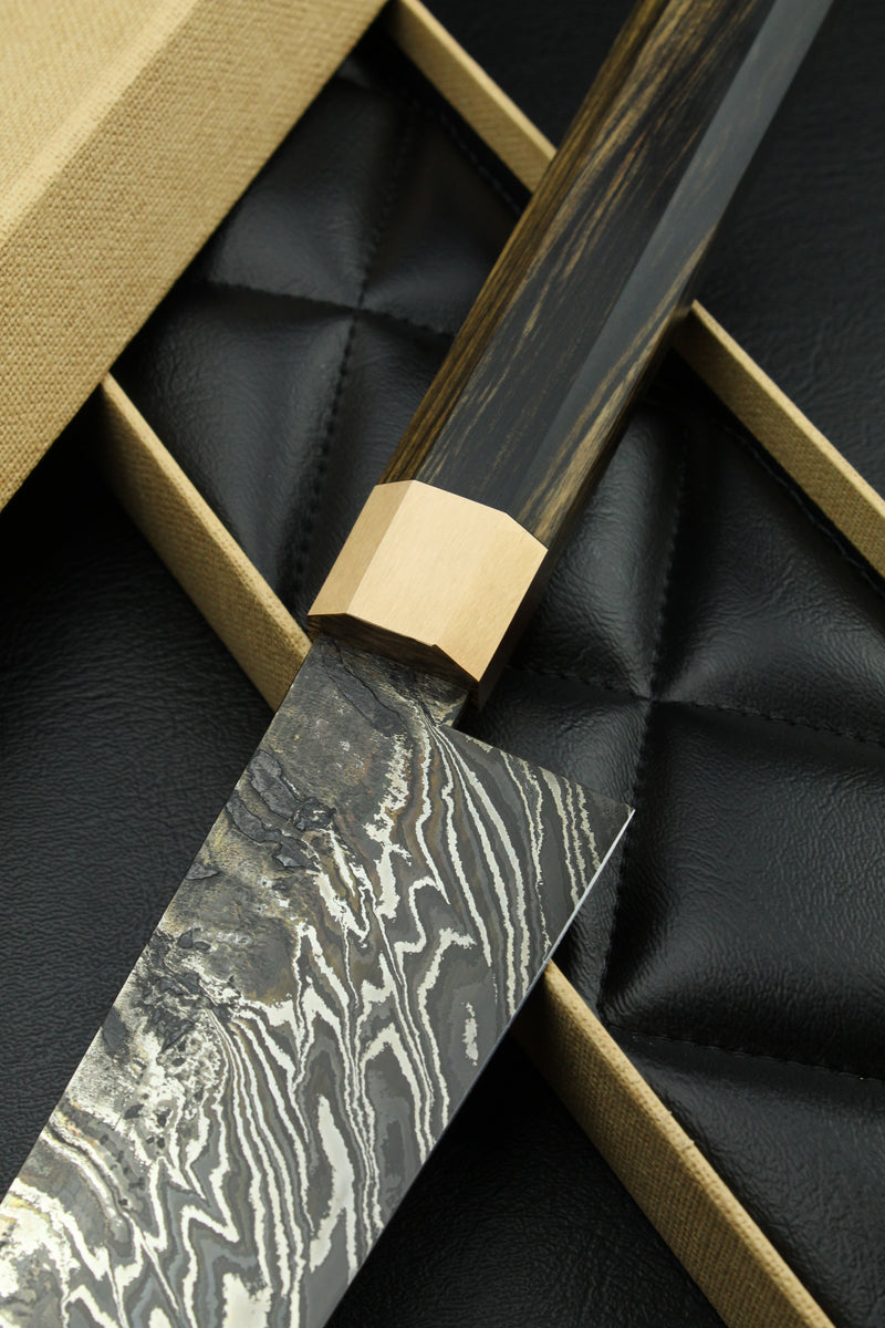 Damascus Gyuto B&WEbony Octagonal