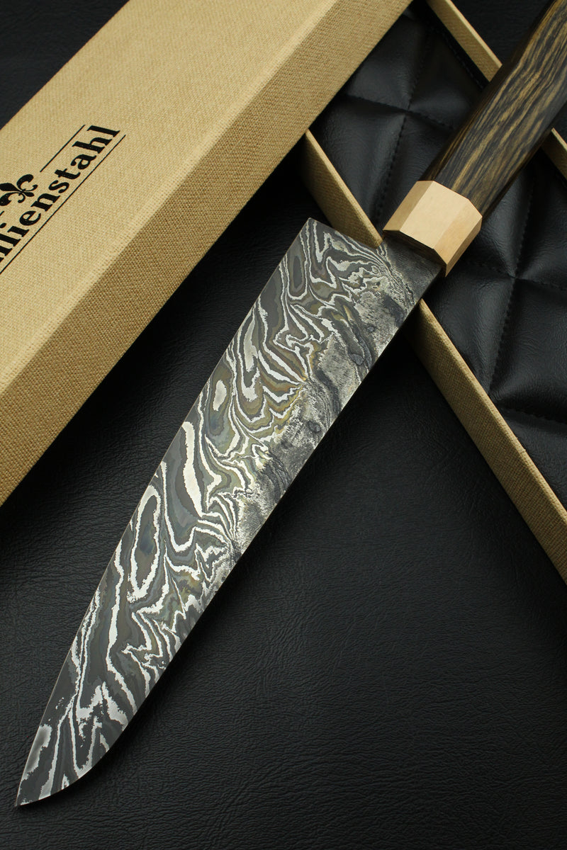 Damascus Gyuto Zebra Black Ebony Octagonal