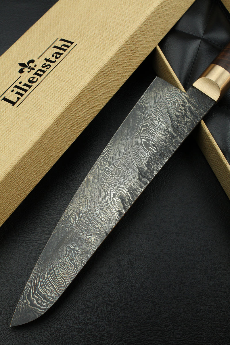 Damascus Gyuto Torsion Ringed Gidgee Oval