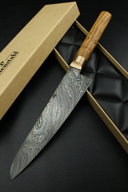 Damascus Gyuto Torsion Olive Oval