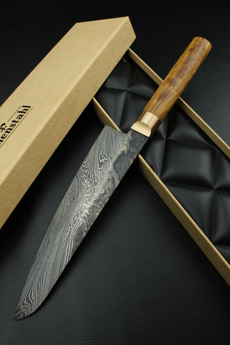 Damascus Gyuto Torsion Olive Oval