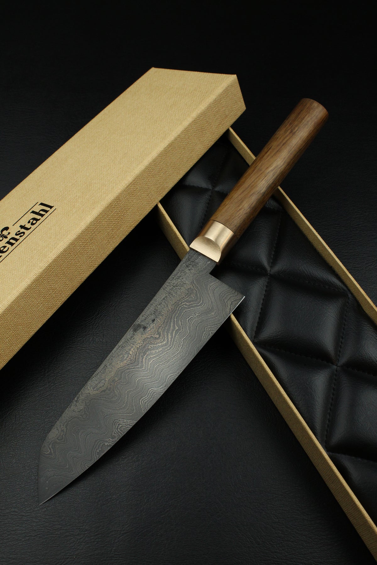 Damast-Santoku 500L Oval Patina