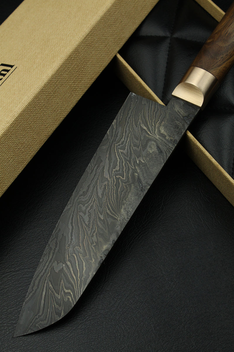 Damascus Santoku HK-Torsion black Patina