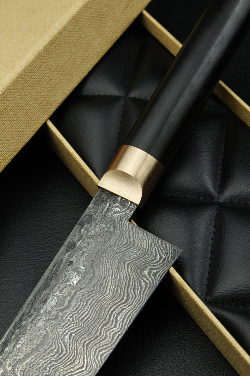 Damascus Santoku Black Ebony