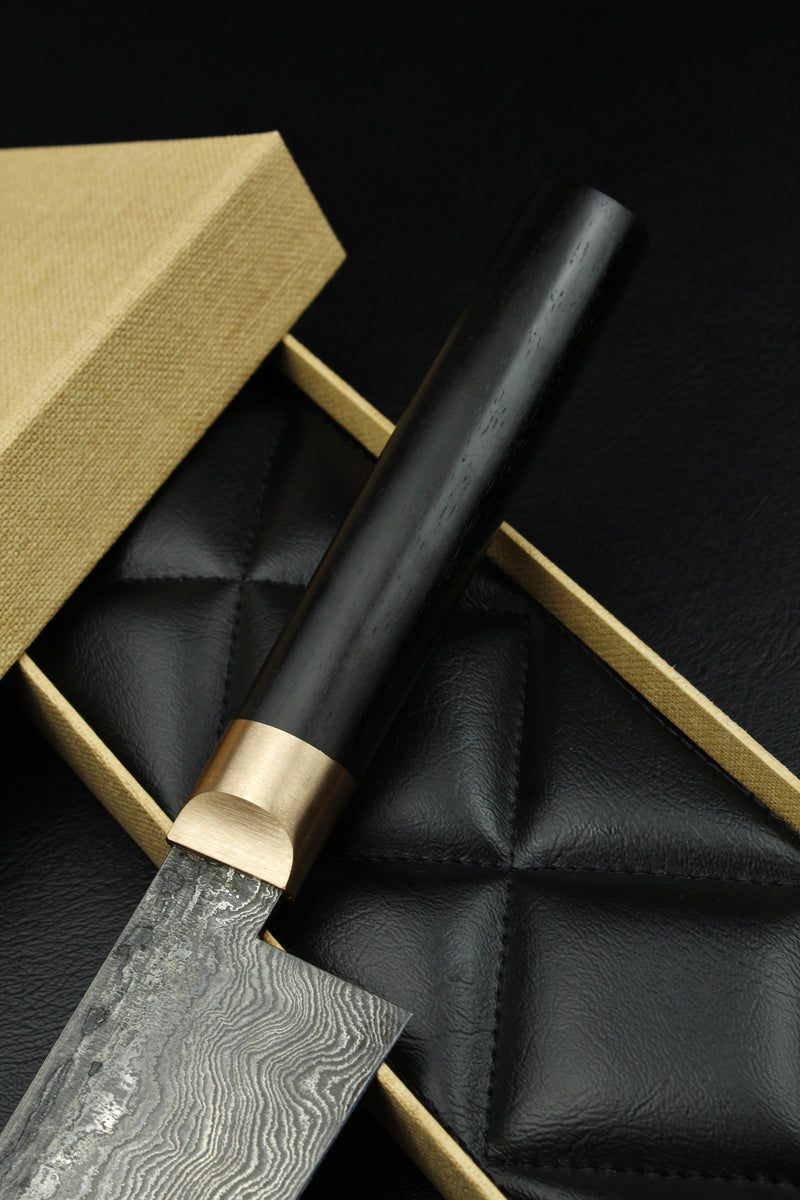 Damascus Santoku Black Ebony