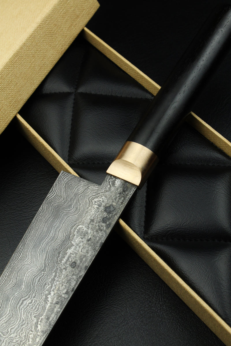 Damascus Santoku Black Ebony