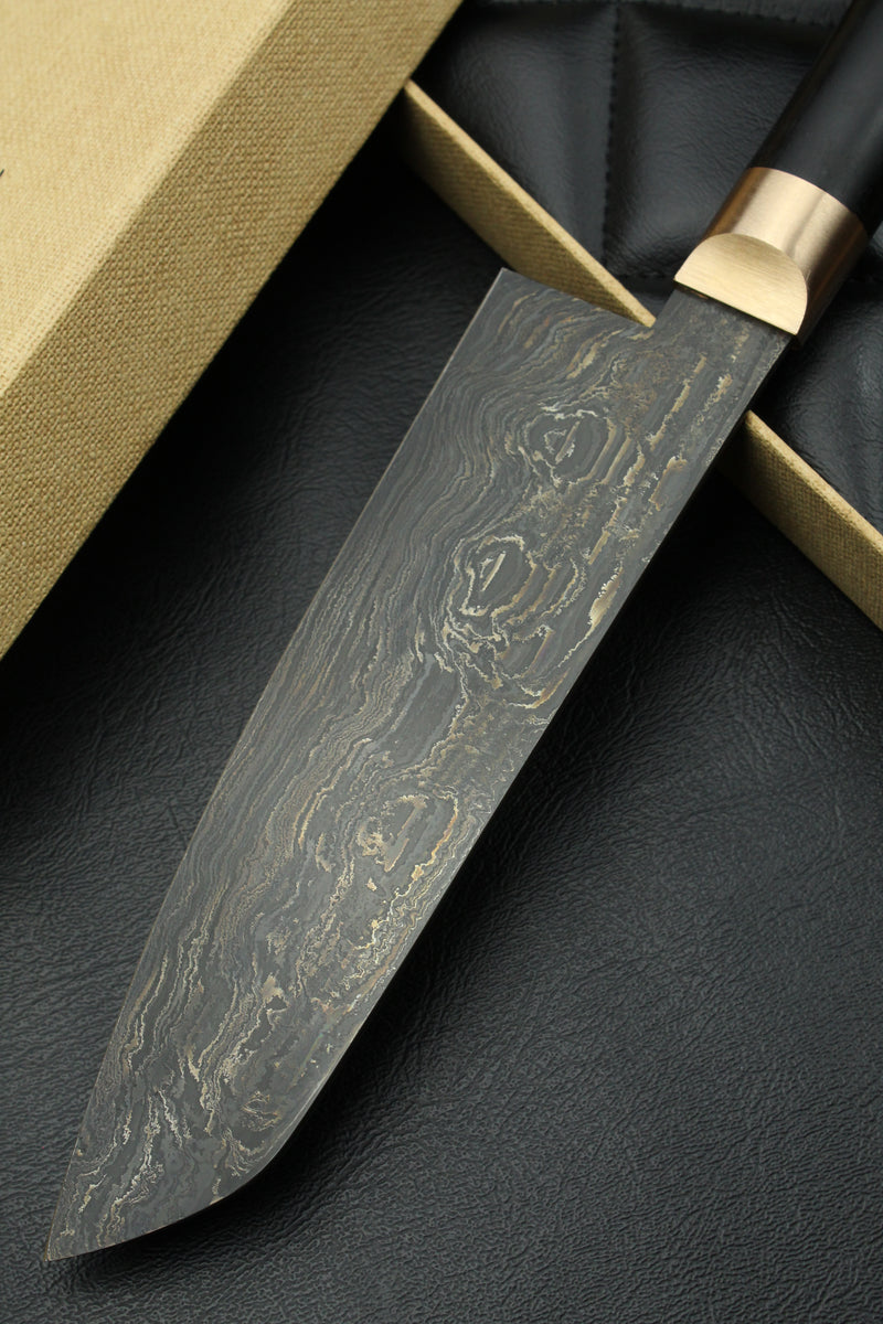 Damascus Santoku Black Ebony HK Patina