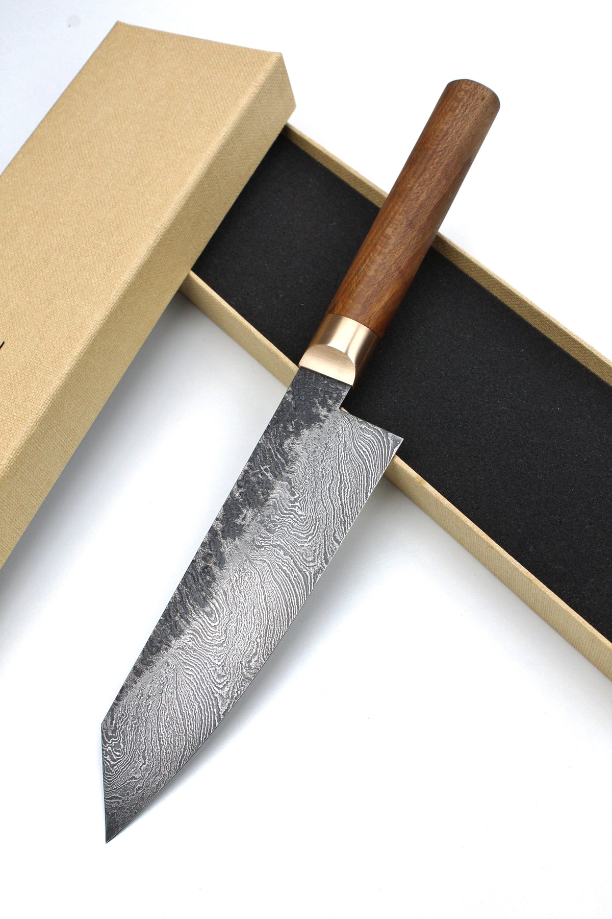 Damaszener Santoku 320L Ulmenholz