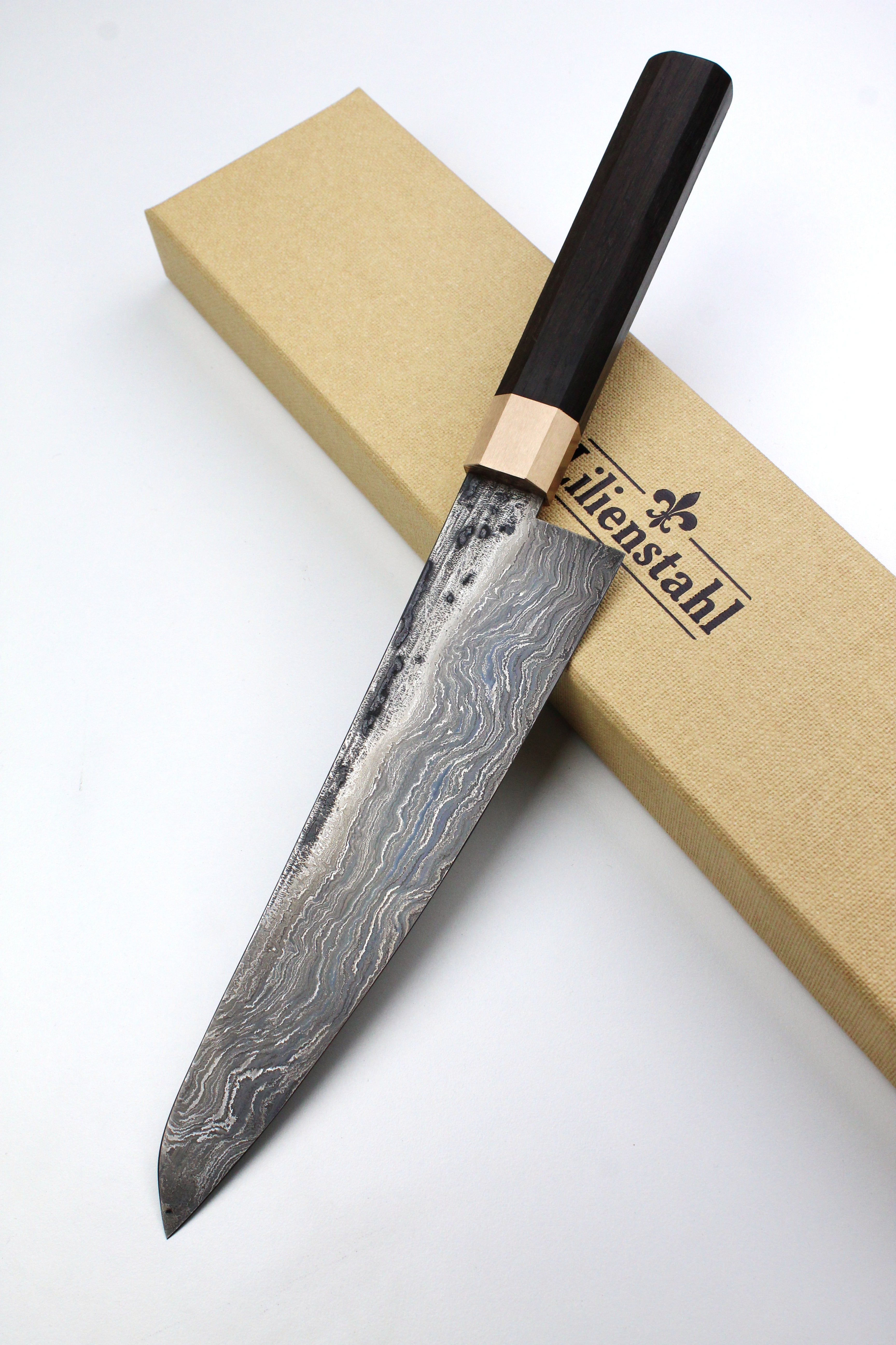 Damascus Gyuto Bog Oak Octagonal