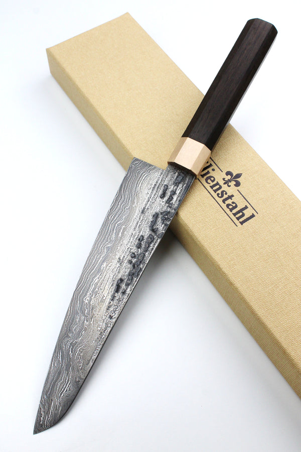 Damascus Gyuto Bog Oak Octagonal