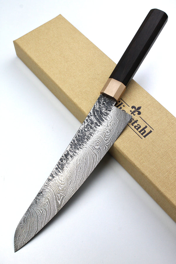 Damascus Gyuto Bog Oak Octagonal Torsion