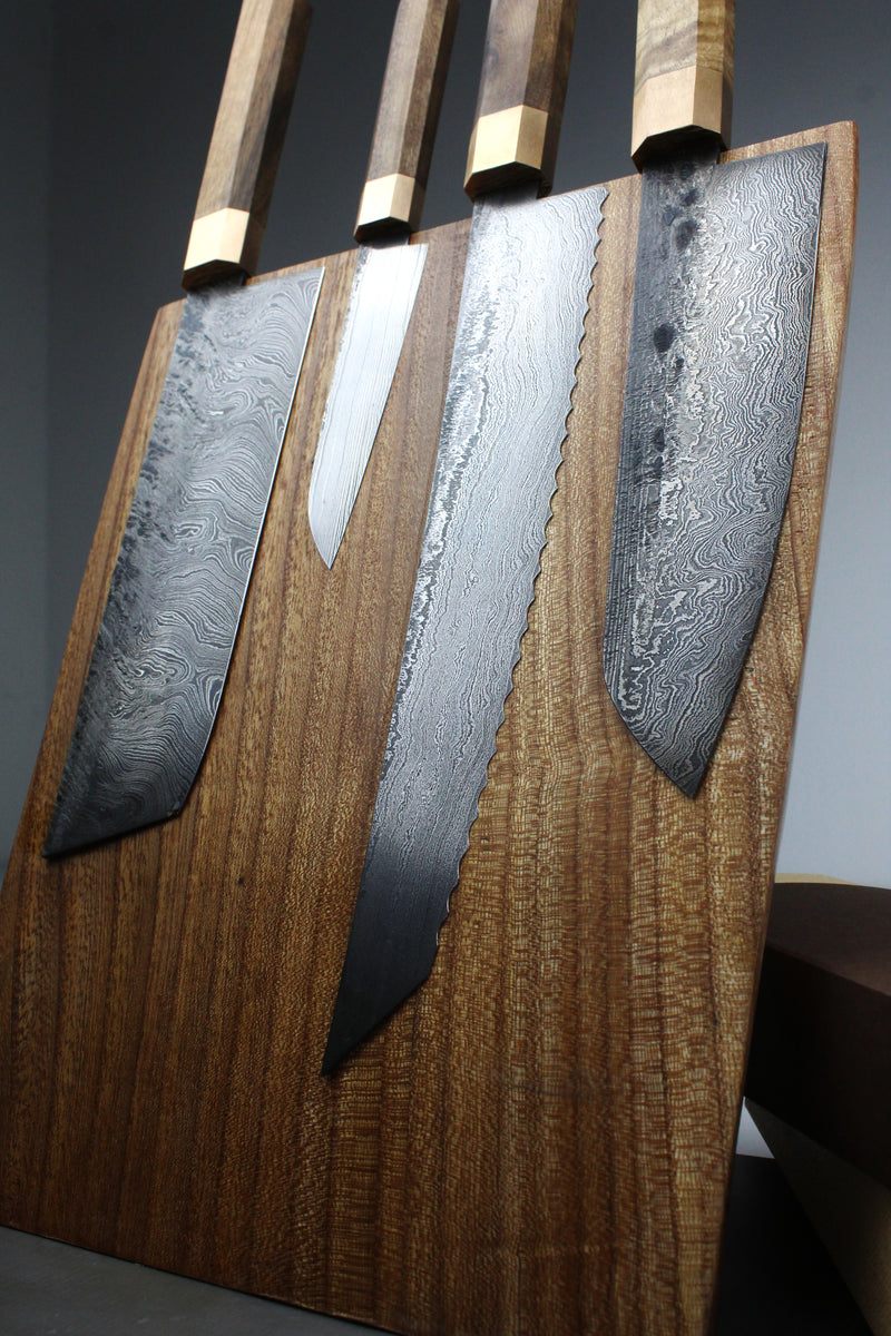 Premium Knife Set Octagonal Walnut