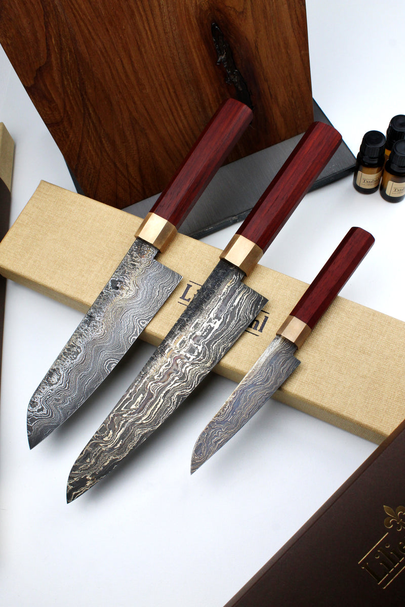 Premium Knife Set Octagonal Padouk