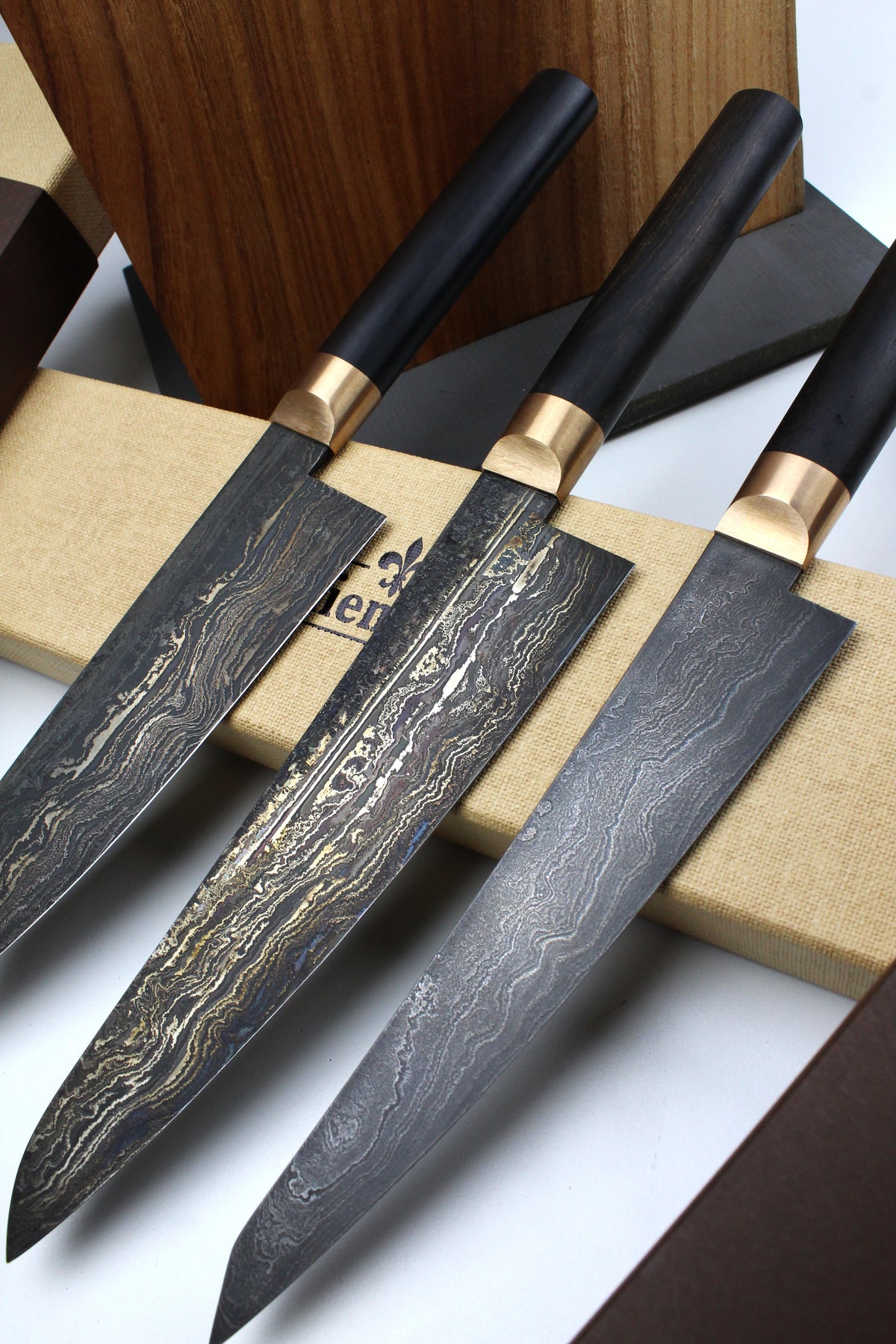 Premium-Messer-Set aus schwarzem Ebenholz
