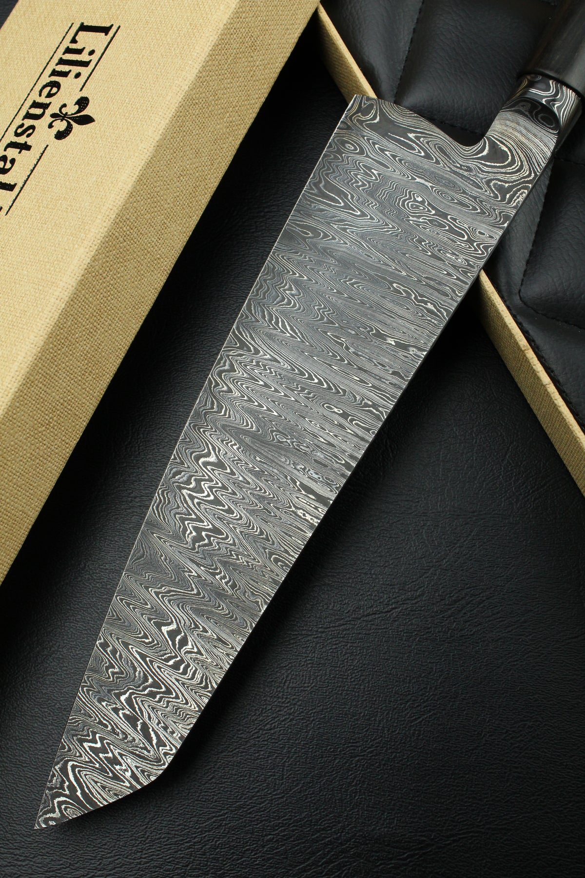 Gyuto 235 Schwarz Ebenholz dunkles Damast